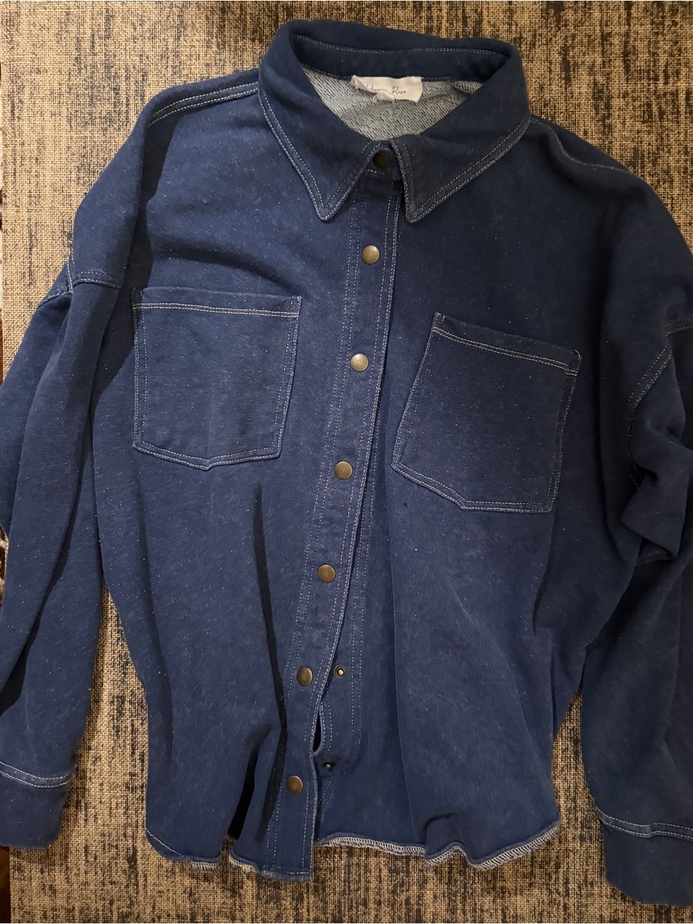 Oversized Hippie Rose denim Button-Up- L